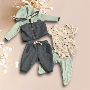 Carter's Gerber Boy Newborn Blue and Turquoise Sweatshirt Hoodie Set EUC